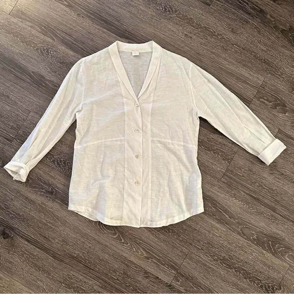Poetry v neck sheer button down